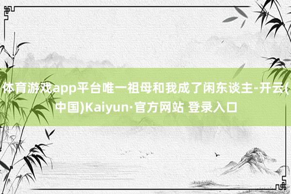 体育游戏app平台唯一祖母和我成了闲东谈主-开云(中国)Kaiyun·官方网站 登录入口