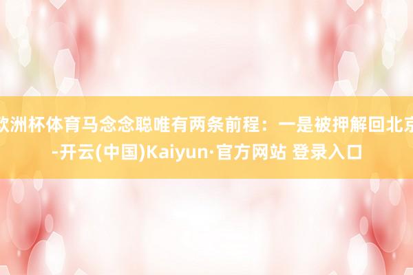欧洲杯体育马念念聪唯有两条前程：一是被押解回北京-开云(中国)Kaiyun·官方网站 登录入口