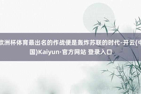 欧洲杯体育最出名的作战便是轰炸苏联的时代-开云(中国)Kaiyun·官方网站 登录入口