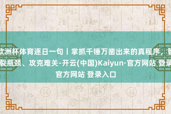 欧洲杯体育逐日一句丨掌抓千锤万凿出来的真程序，智商碎裂瓶颈、攻克难关-开云(中国)Kaiyun·官方网站 登录入口